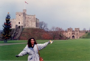 Dec. 1991: The Norman Keep and me. At Cardiff Castle.